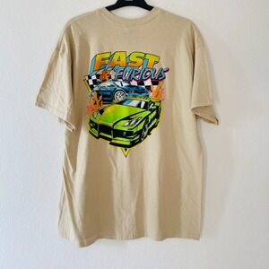 Fast & Furious Mens XL Tan Graphic T-Shirt Freeze Tuner Cars Racing Streetwear